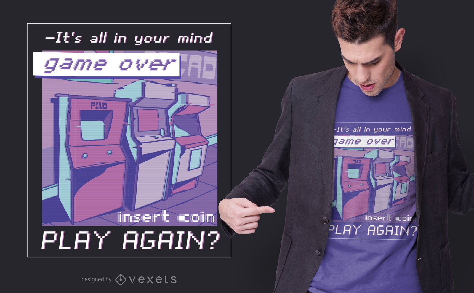 Design de camisetas com citações do Vaporwave Arcade