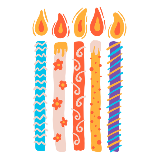 Birthday candles set PNG Design