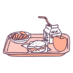 Doodle de color de bandeja de comida de desayuno Transparent PNG
