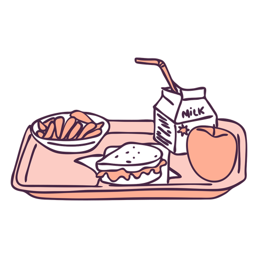 Breakfast food tray color doodle