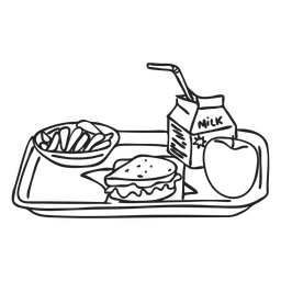 Doodle de bandeja de comida de desayuno Diseño PNG