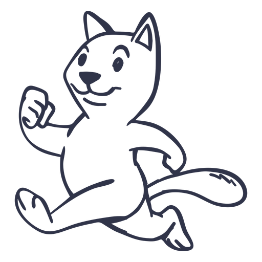 Cat running stroke cartoon PNG Design