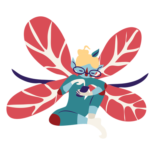 Fairy character texting PNG Design