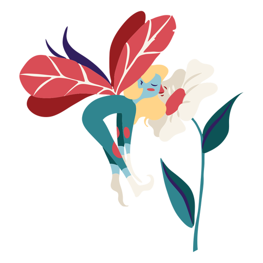 Fairy smelling flower PNG Design