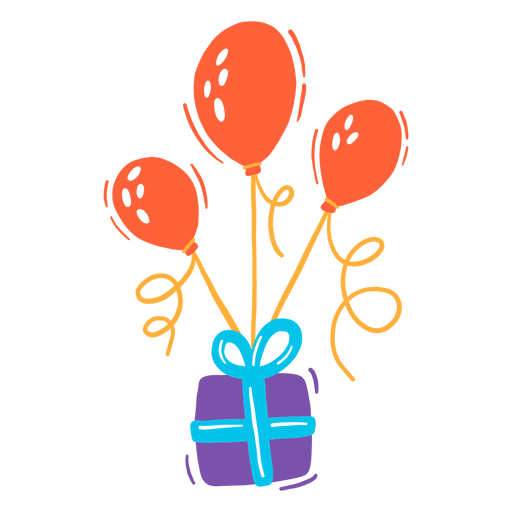 Gift box with balloons Transparent PNG & SVG vector file