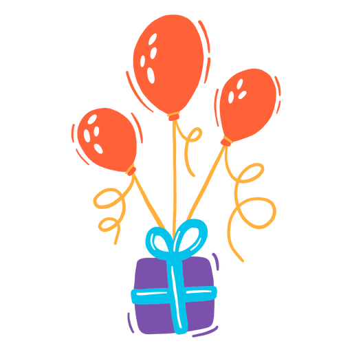 Gift box with balloons PNG Design