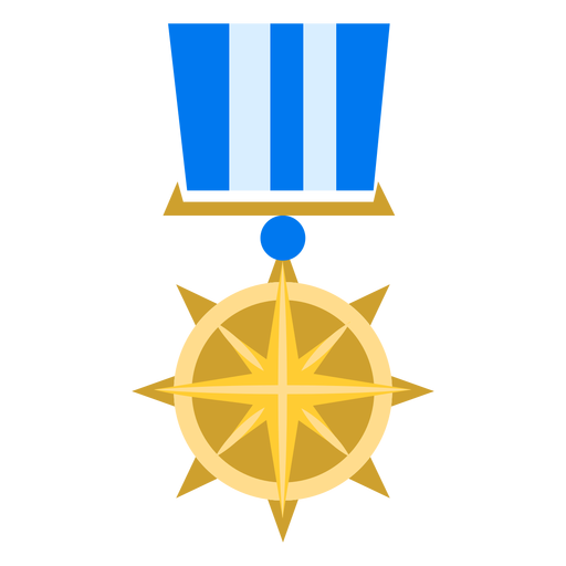 Golden compass star medal icon PNG Design