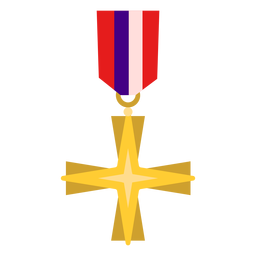 Golden cross medal icon PNG Design