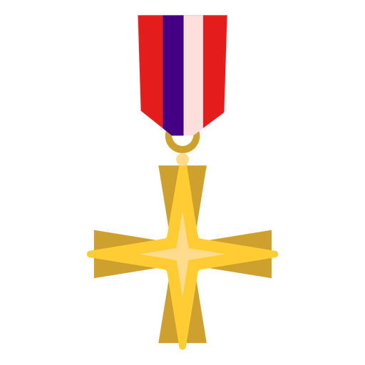 Golden cross medal icon PNG Design
