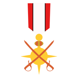 Ícone de medalha de espadas cruzadas de ouro Transparent PNG