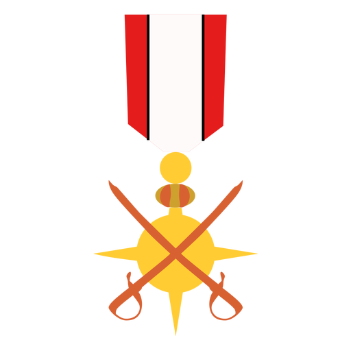 Icono de medalla de espadas cruzadas de oro Diseño PNG