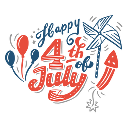 Feliz 4 de julio letras Diseño PNG