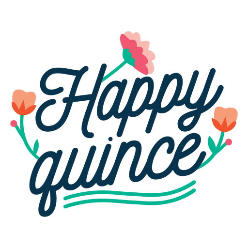 Happy quince floral lettering PNG Design