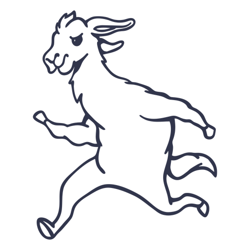 Llama running stroke cartoon PNG Design