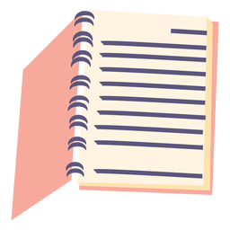 Ícone plano de caderno espiral aberto Desenho PNG