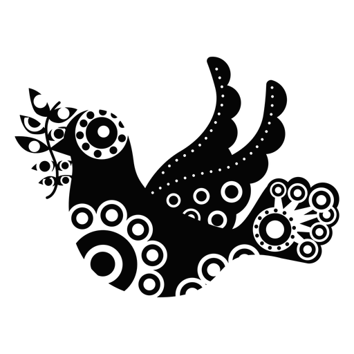 Ornamented dove pacifist symbol silhouette