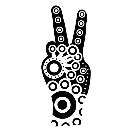 Ornamented hand v sign silhouette PNG Design