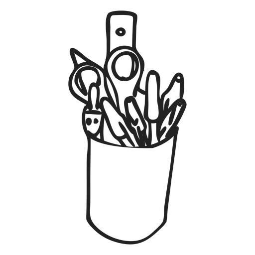 Pencil cup doodle PNG Design