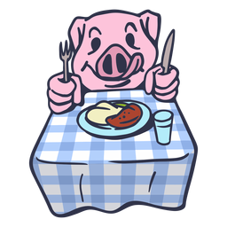 Porco comendo no desenho da mesa Desenho PNG