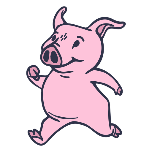 Pig running cartoon PNG Design