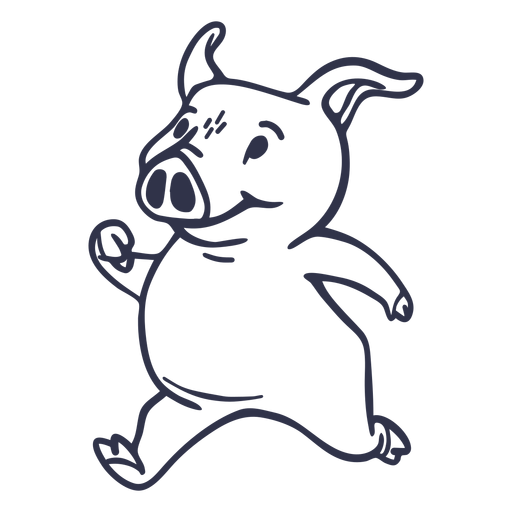 Pig running stroke cartoon PNG Design