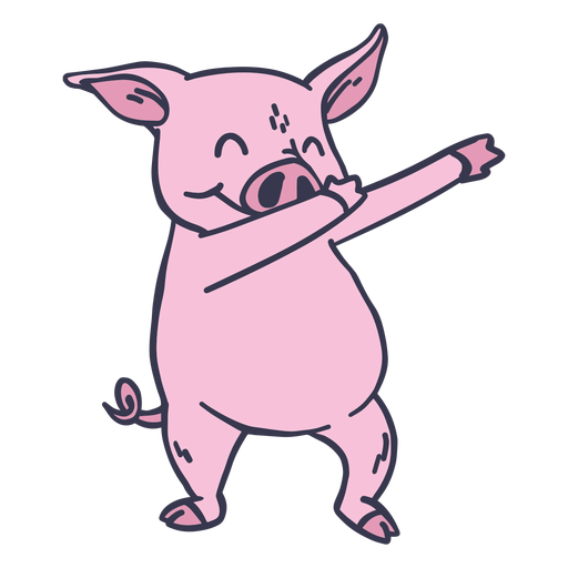 Pig stretching cartoon