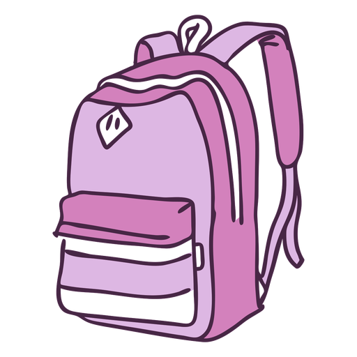 Doodle de color de mochila escolar Diseño PNG