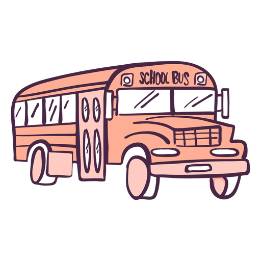 Doodle colorido do ônibus escolar Desenho PNG