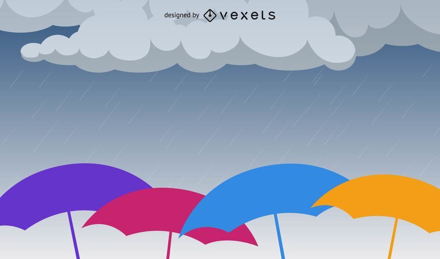 Raining Umbrella Vector Raining Umbrella Vector
