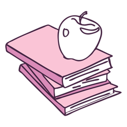 Livros escolares e doodle colorido de maçã Desenho PNG