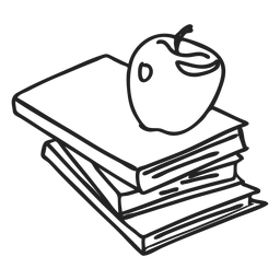 Livros escolares e doodle de maçã Desenho PNG