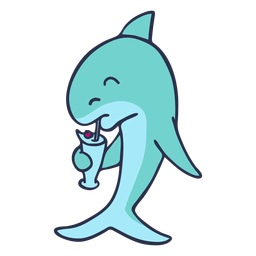 Desenho animado de agitar bebendo de tubarão Desenho PNG