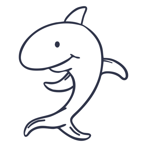 Shark running stroke cartoon PNG Design