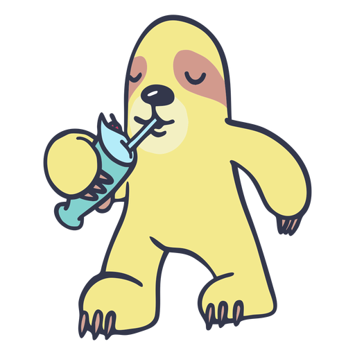 Sloth drinking shake cartoon PNG Design