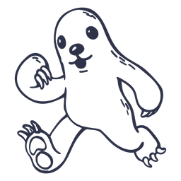 Sloth running stroke cartoon PNG Design