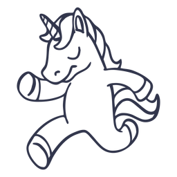 Unicorn running stroke cartoon PNG Design