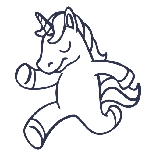 Unicornio corriendo dibujos animados de trazo