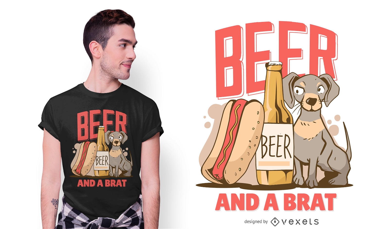 Bier Hund Text T-Shirt Design