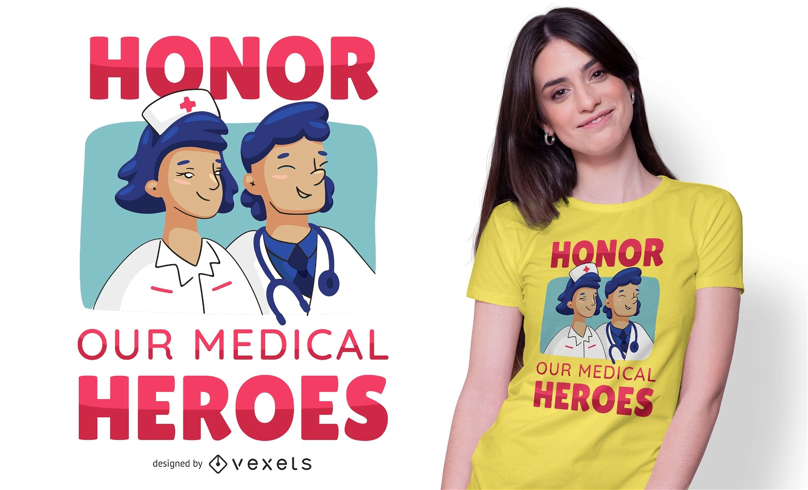 Diseño de camiseta de texto de médicos de honor