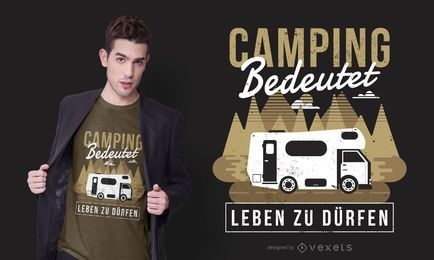 Diseño de camiseta de texto alemán Camping Caravan