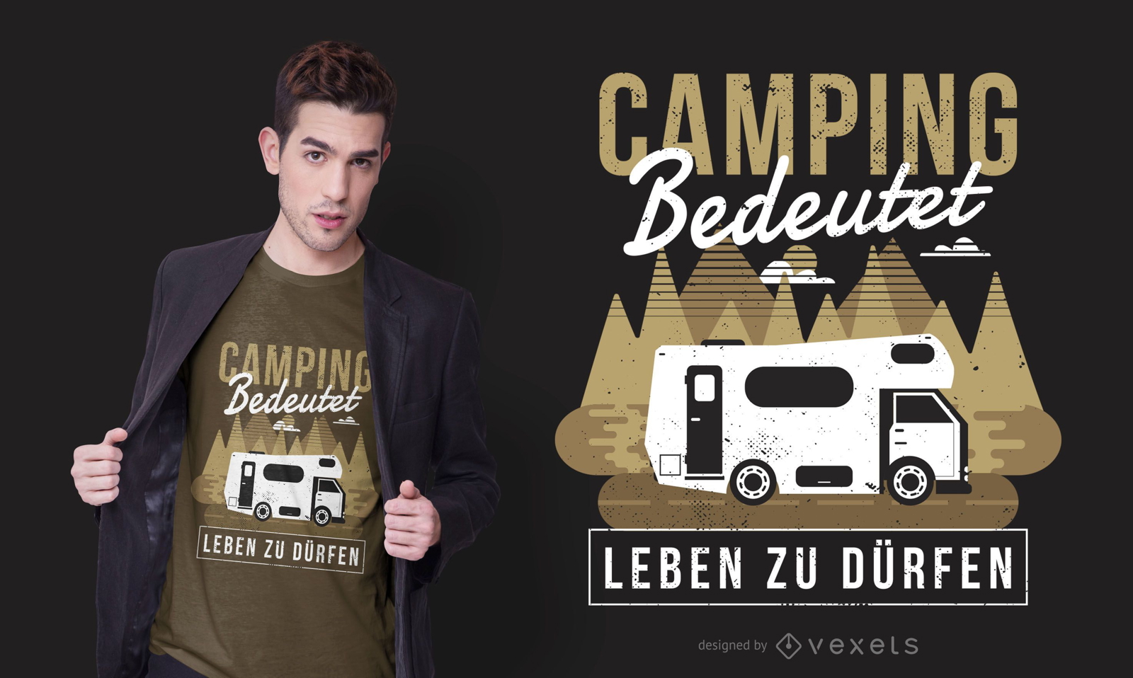 Design de t-shirt de texto alemão para caravana de campismo
