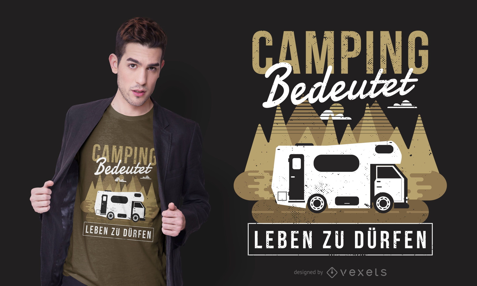 Design de t-shirt de texto alem?o para caravana de campismo