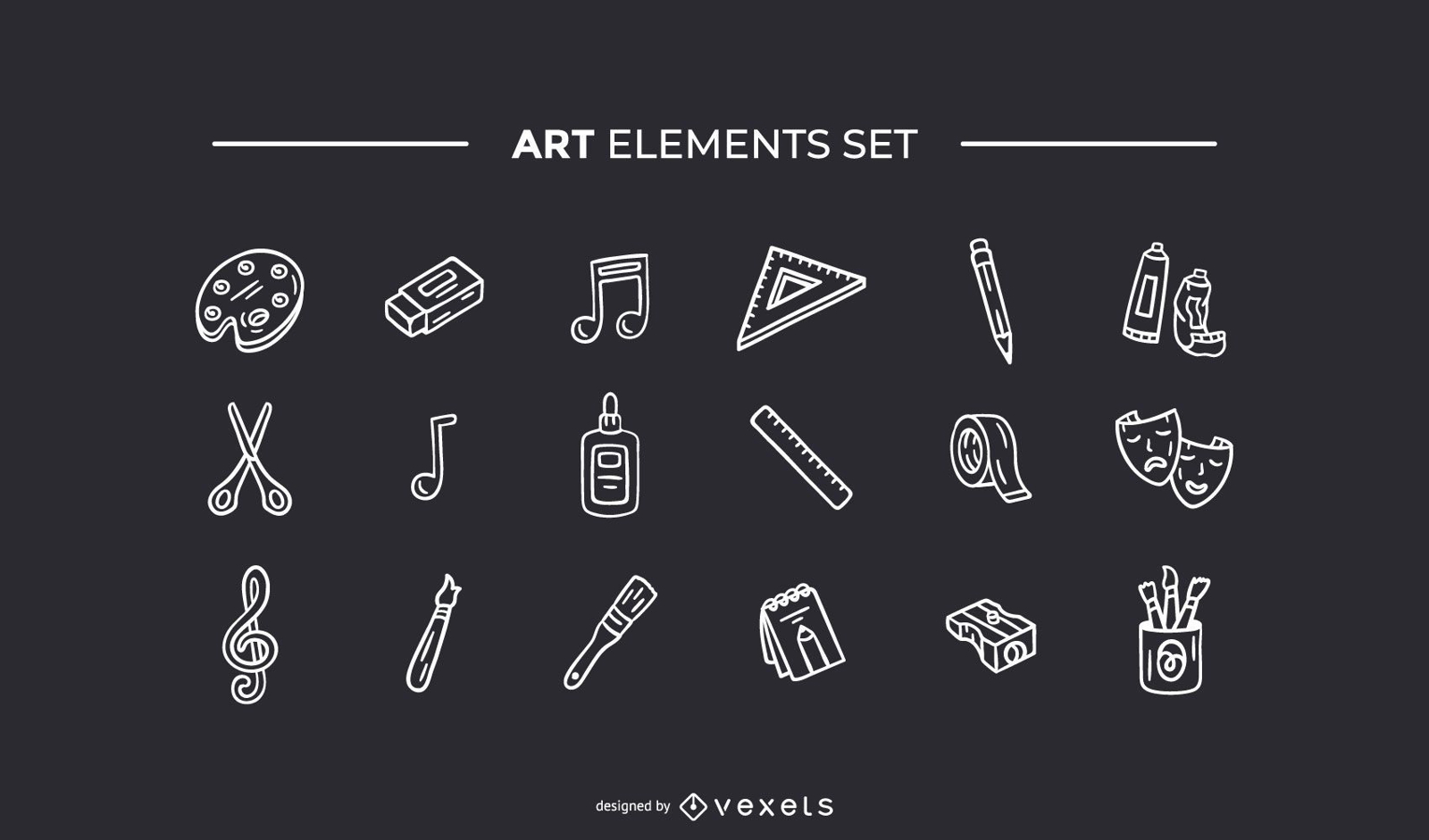 Art elements hand drawn white set