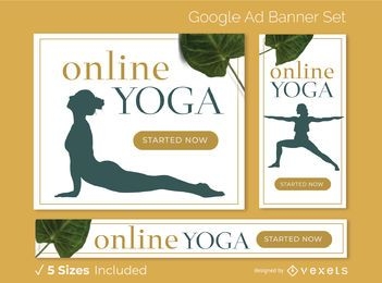 Conjunto de banners de anúncios online de ioga