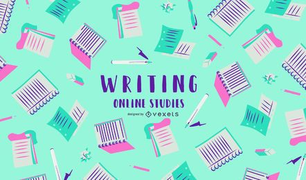 Writing Online Studies Cover Design Vector Download