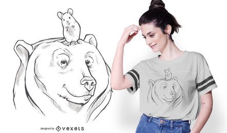 Diseño de camiseta de oso y ratón Diseño de camiseta de oso y ratón