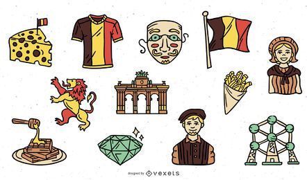 Elementos de bélgica dibujados a mano