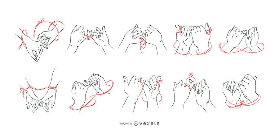Best friends hands red thread set Best friends hands red thread set