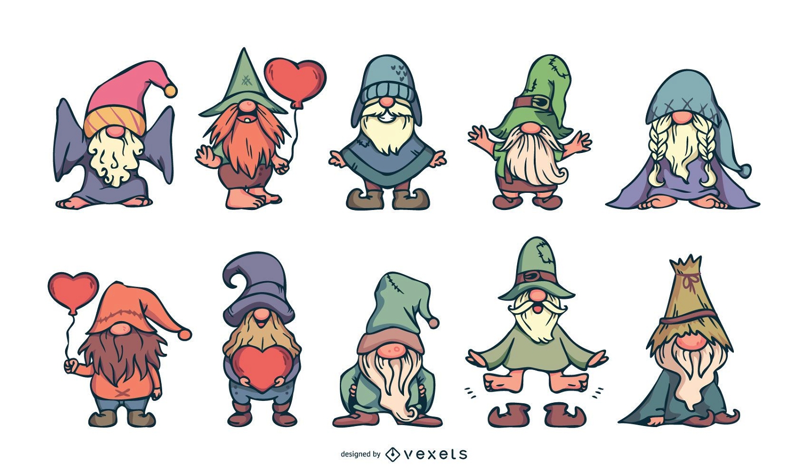Cute gnomes illustration set