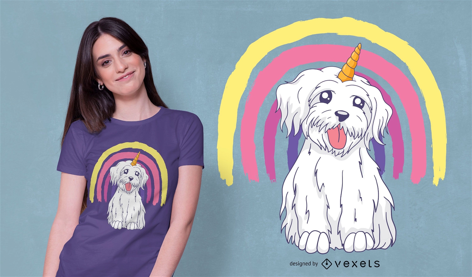 Rainbow Unicorn Dog T-shirt Design